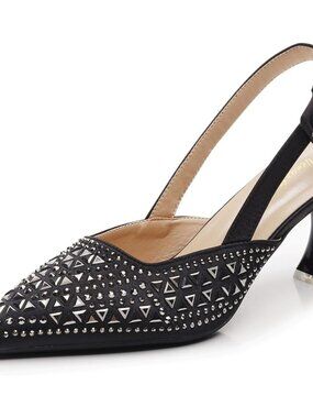 Women's Black Platform Heel Fabulous Lady Slingback Comfortable Pump Shoe